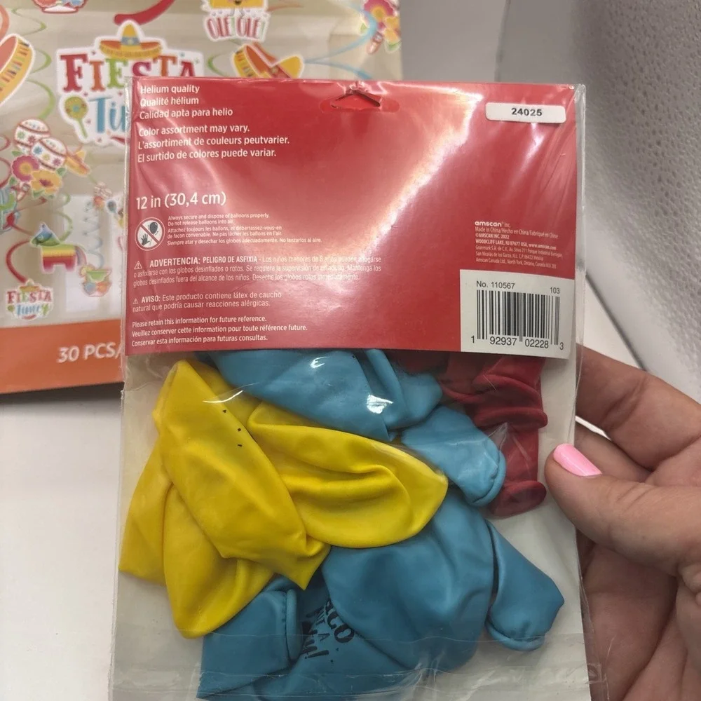 Fiesta Party Supplies Mega Swirl Decorations Pack Of 30 and Pack of 15 Balloons